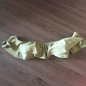 Olive green off the shoulder swim top